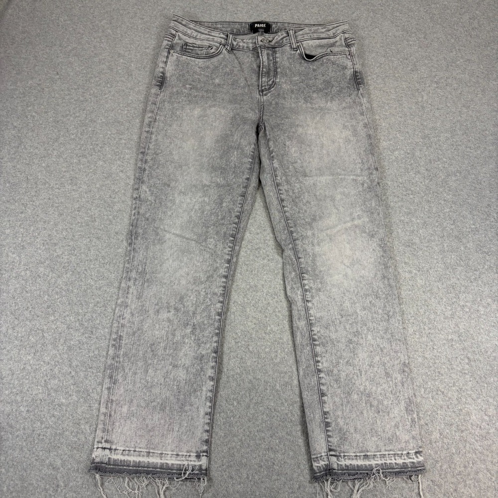 Paige Jeans Womens 31 Gray Crop Raw Hem Dark Wash Premium Denim Soft Stretch